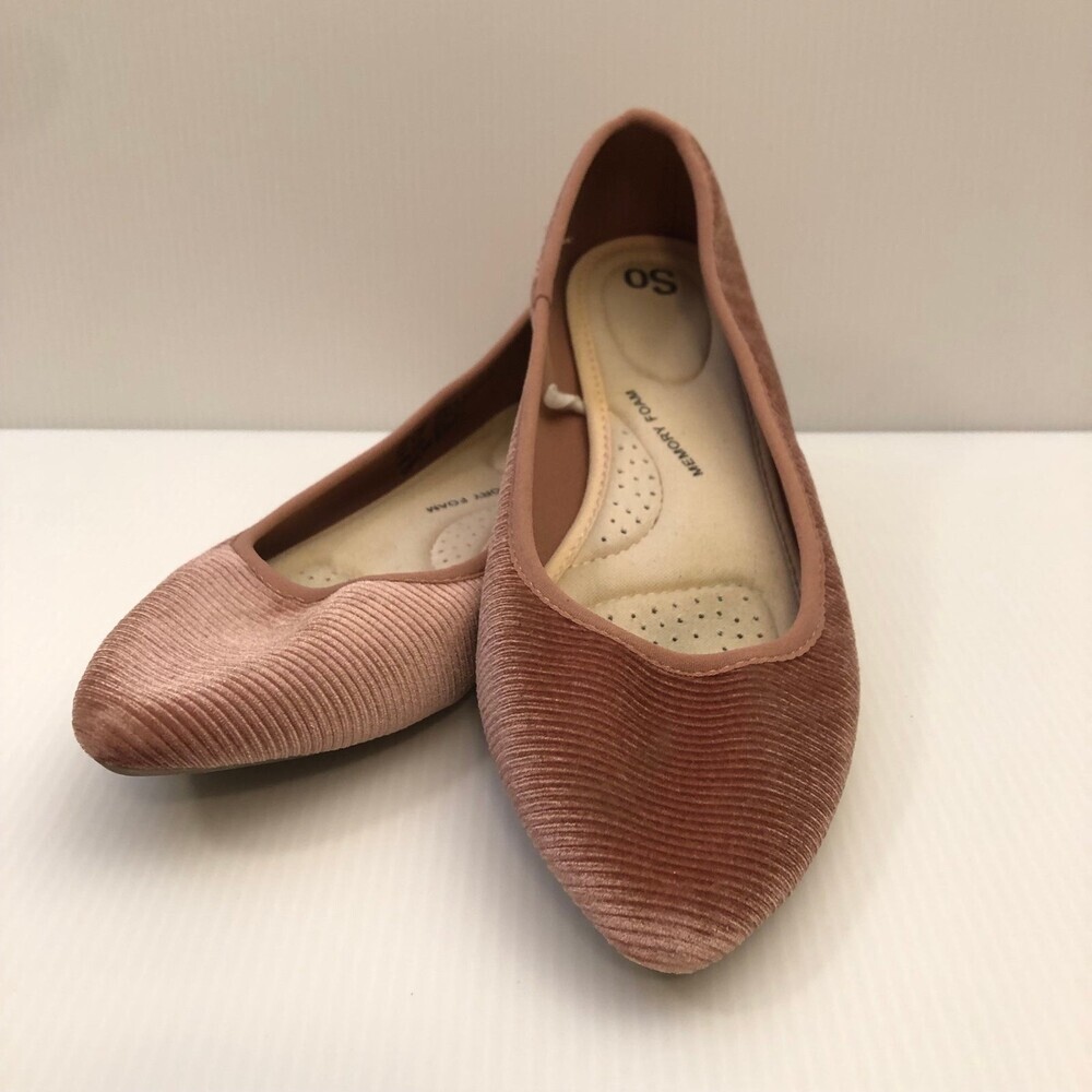 Flat Ballet Shoes Women Size 9 Medium Corduroy Rose Blush Soft Ballerina Pink